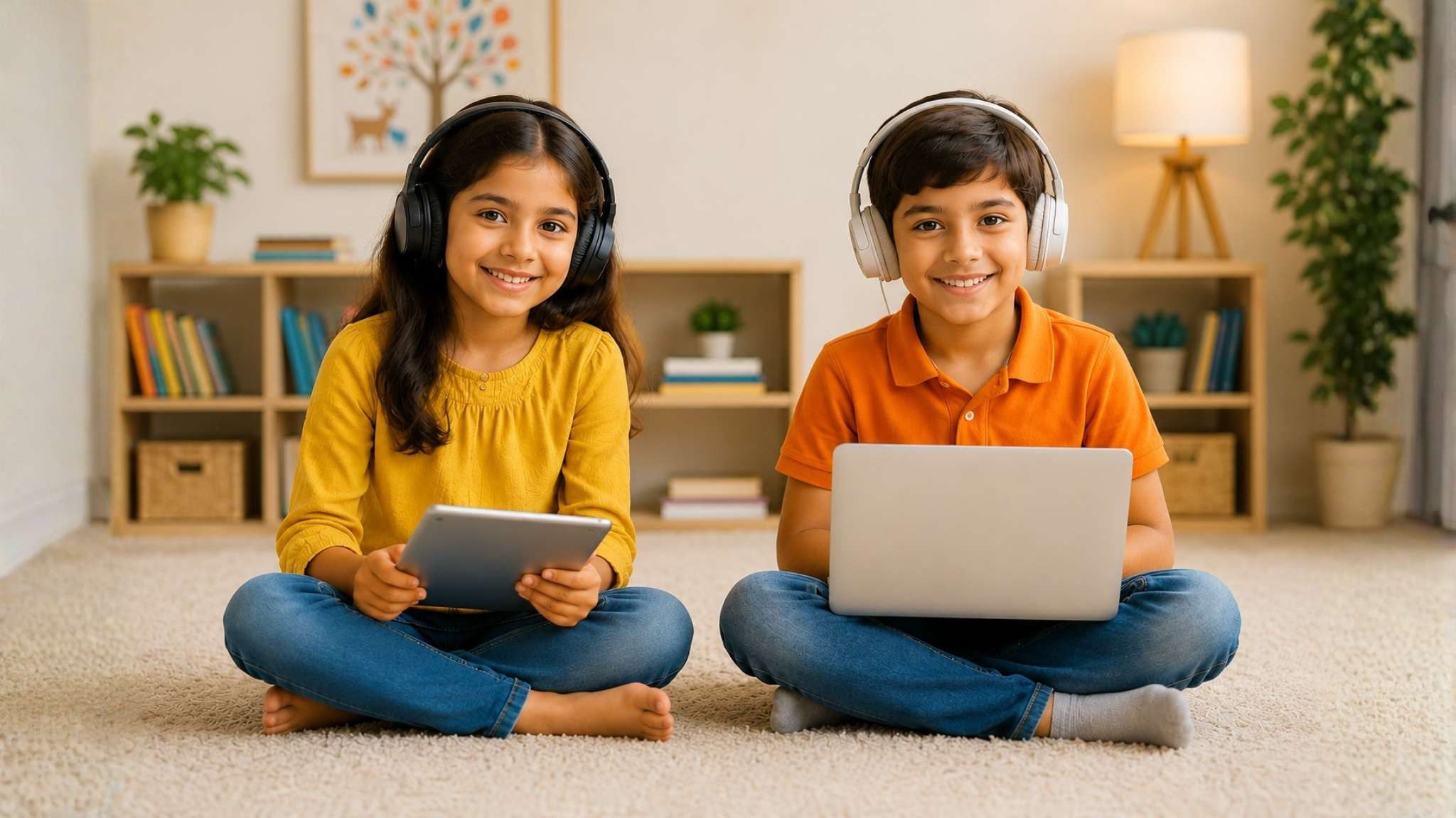 Children learning online with Vatoto.live teacher-led classes